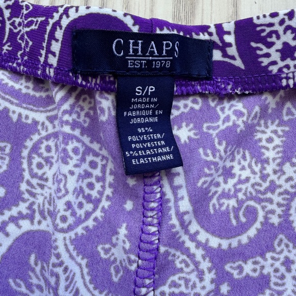 Chaps Purple White Paisley Printed Gored Stretch Jersey Skirt Size Small - Picture 2 of 7